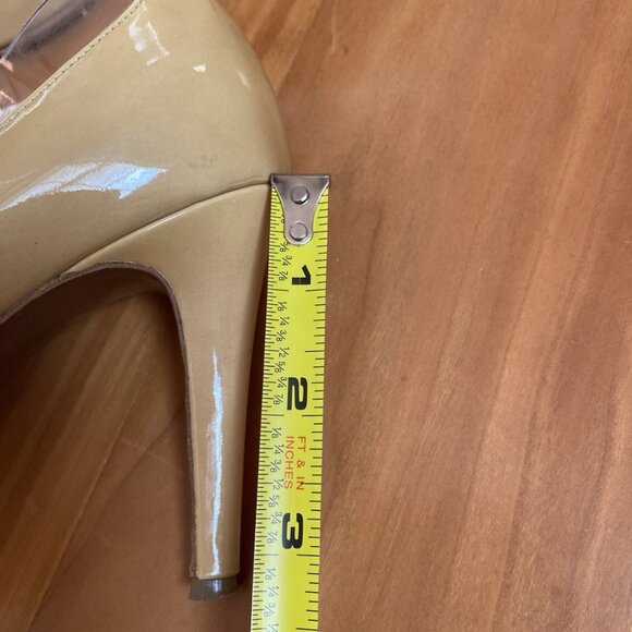 Walter Steiger Heels Pin Up Nude Beige Camel Pumps 38 / 7.5 Patent Leather Round - Picture 12 of 13